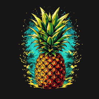 Yaz Tasarımları için Ananas Vektörü, Ananas Vektörü Clipart, Yaz Dekorasyonu için Renkli Ananas Vector Art, Taze Ananas Clipart EPS, Komik Ananas, Sunny Pineapple Vector Art