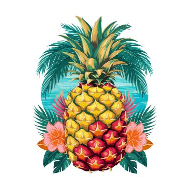Yaz Tasarımları için Ananas Vektörü, Ananas Vektörü Clipart, Yaz Dekorasyonu için Renkli Ananas Vector Art, Taze Ananas Clipart EPS, Komik Ananas, Sunny Pineapple Vector Art