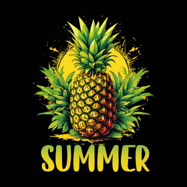 Yaz için ananas illüstrasyonu, Renkli Ananas Vektör Sanatı, Taze Ananas Clipart Vektörü, Ananas Vektörü İllüstrasyonları, Yaz Grafikleri, Yaz Vector, Yaz Tipografisi, Yaz Meyve İllüstrasyonu