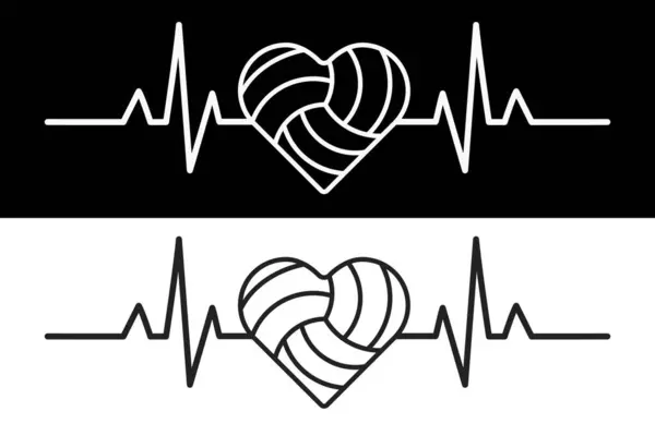 stock vector Volleyball Love With Heart Beat Vector, Sports, Volleyball, vector, Volleyball ball, Sports silhouette, Heart design, Love of Volleyball, Romance