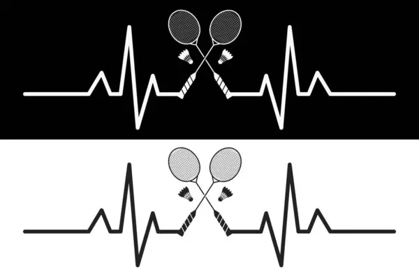 Badminton Pulse, Life Line Badminton, Badminton Lover, Vector, Badminton Love Vector, vektör, Badminton Ball, siluet, Sports siluet