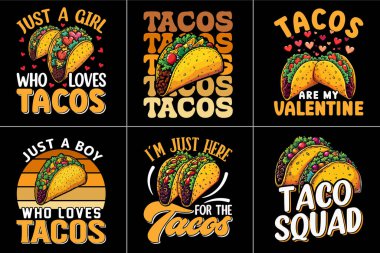 Tacos Typography Design For Food Lover, Food Typography Design, Taco T-shirt Design, EPS clipart