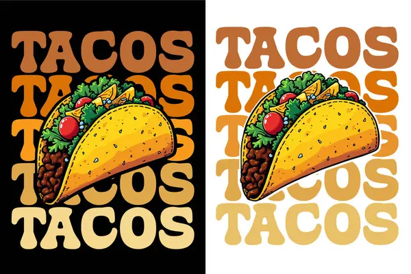 Tacos Typography Design For Food Lover, Food Typography Design, Taco T-shirt Design, EPS