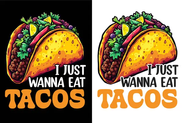 Tacos Typography Design For Food Lover, Food Typography Design, Taco T-shirt Design, EPS