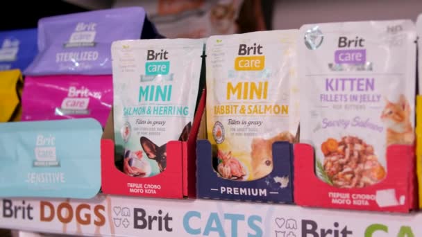 Alimentos Para Animais Estimação Loja Brit Care Feed Alta Qualidade — Vídeo de Stock