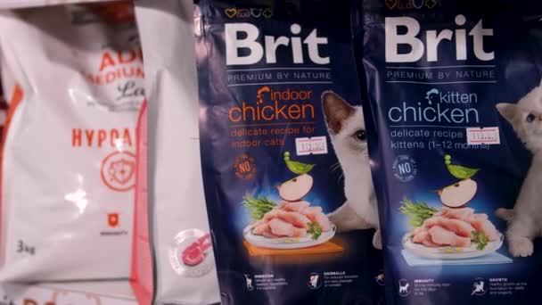 Sällskapsdjur Mat Butiken Britt Vård Foder Hög Kvalitet Ukraina Vinnitsa — Stockvideo