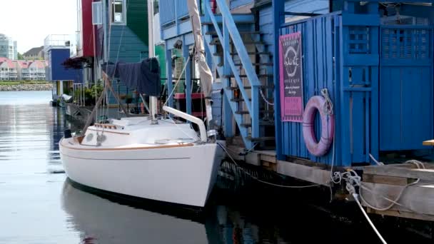 Victoria British Columbia Canada Fishermans Rıhtım Evi Vancouver Adası Boat — Stok video