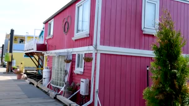 Fishermans Wharf Victoria British Columbia Canadá Fishermans Wharf House Boat — Vídeos de Stock