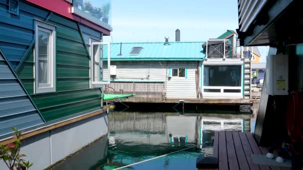 Kalastajat Satama Victoria British Columbia Kanada Kalastajat Laituri House Boat — kuvapankkivideo