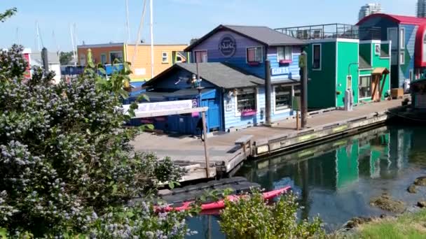 Fishmans Wharf Victoria Βρετανική Κολομβία Καναδάς Fishermans Wharf House Boat — Αρχείο Βίντεο