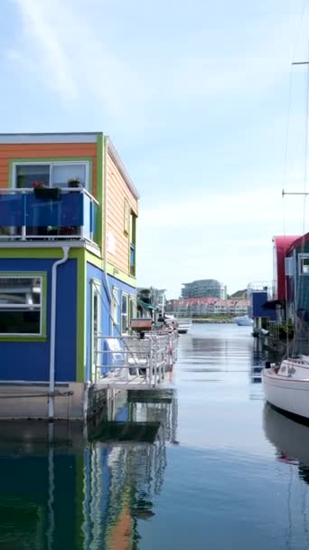 Fishermans Wharf Victoria British Columbia Canadá Fishermans Wharf House Boat — Vídeo de stock