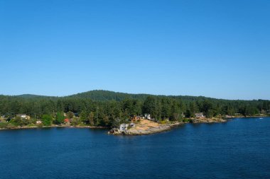 Vancouver Adası 'na seyahat acentası gezisi. Vancouver 'dan Victoria' ya giden feribotla güzel okyanus suyu yansımaları. Yüksek kalite 4k görüntü