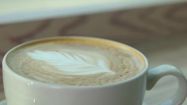 Cafe Bir Fincan Kapuçino Sütlü Kahve — Stok video