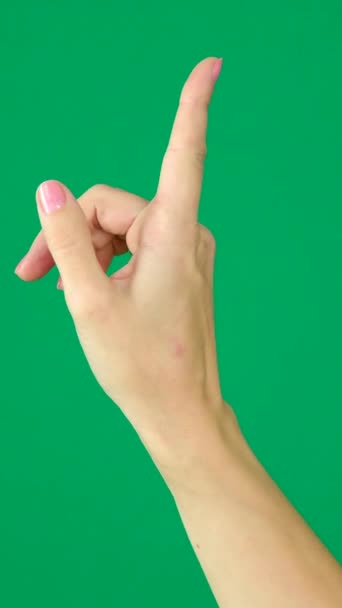Вказуючи Палець Рекламний Фон Знижка Продажу Контактна Інформація Жіноча Рука — стокове відео