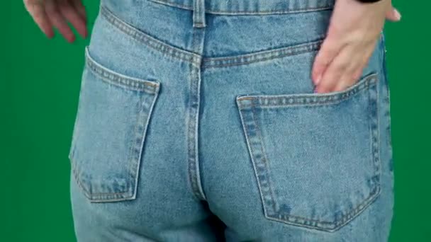 Tight Female Butt Burgundy Jeans High Quality — 图库视频影像