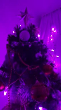 Kırmızı ve sarı Noel topları, UFO yeşil alev topları parlayan küreler ve küpler, yanıp sönen ışıklar, Proton Mor melekler, kardan adamlar, Noel ağacındaki plastik pembe oyuncaklar, neon parıltısı. Noel arifesi büyülü