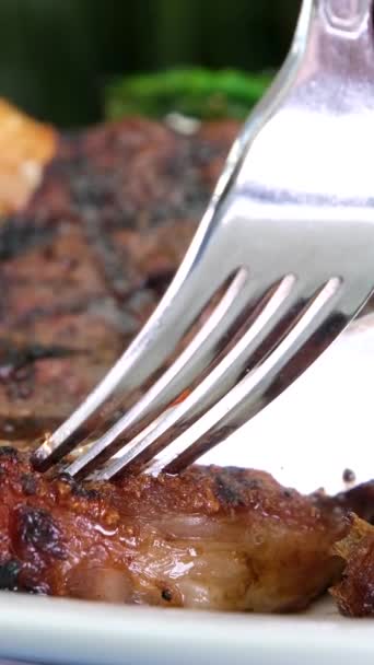 ナイフでステーキを切る 高品質の4K映像 — ストック動画