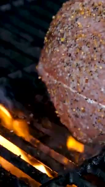 ホワイトプレートのシーズンで生肉のピース 高品質のフルHd映像 — ストック動画