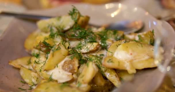 Cinemagraph Hot Loaded Potato Steam Garnished Parsley Butter Country Style — Stock Video
