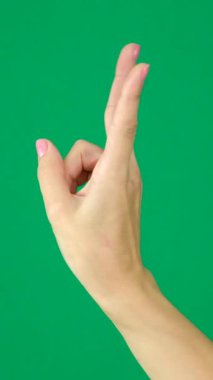Parmakların 3 'e, 12' ye, 3 'e kadar say. Yeşil renkli arka plan uzayı üzerinde kadın eli. Mesaj öğrenme sayısı için seçmeye karar ver. Yüksek kalite