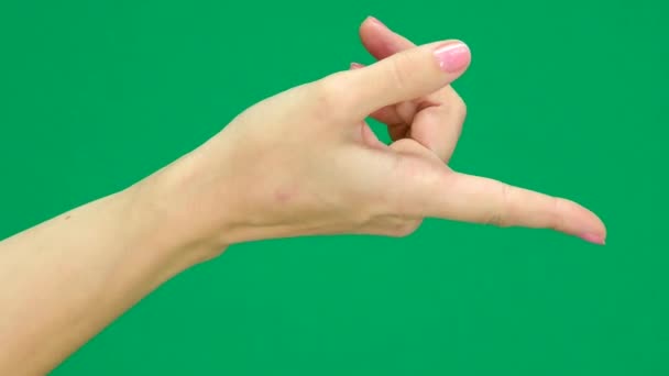 Ukazující Prst Reklama Pozadí Sleva Prodej Kontaktní Informace Ženská Ruka — Stock video