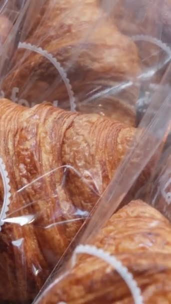 Foret Kavárna Restaurace Sladkosti Koláče Hodně Croissanty Lidé Balení Donáška — Stock video