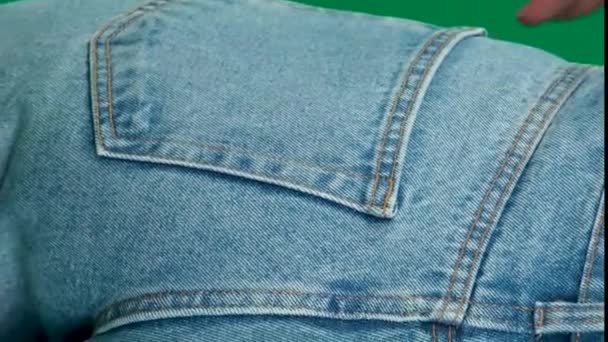 Female Hand Climbs Pocket Jeans Ass High Quality Fullhd Footage — Stockvideo