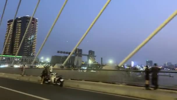 Saigón Gente Calle Motociclistas Motocicletas Coches Noche Antes Celebración Año — Vídeo de stock