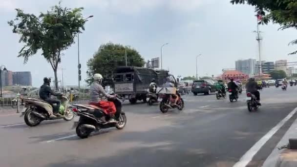 Chi Minh City Pouliční Lidé Nepoznání Maskách Života Městě Saigon — Stock video