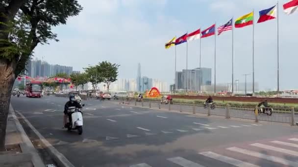 Chi Minh City Ulicy Ludzie Nierozpoznawalności Maskach Życia Mieście Sajgon — Wideo stockowe
