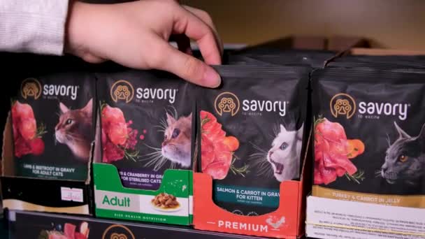 Sklep Zoologiczny Sprzedaż Żywności Odzieży Dla Zwierząt Domowych Dla Psów — Wideo stockowe