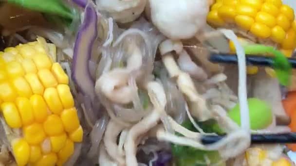 Hacer Fideos Barco Mercado Flotante Local Tradición Tailandesa Central Muy — Vídeo de stock