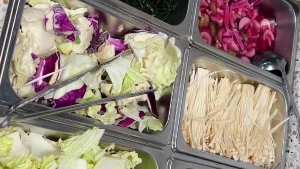 Ram Soppa Vietnam Matlagning Miso Soppa Läckra Skålen Med Grönsaker — Stockvideo