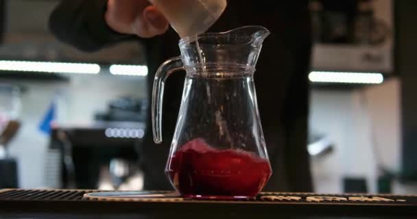 Despejar Açúcar Pote Chá Chá Quente Mexê Processo Fazer Chá — Vídeo de Stock