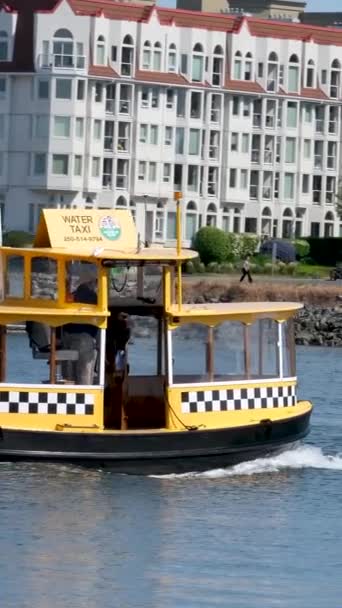 Vissers Werf Victoria British Columbia Man Fisherman Taxi Boat Canada — Stockvideo