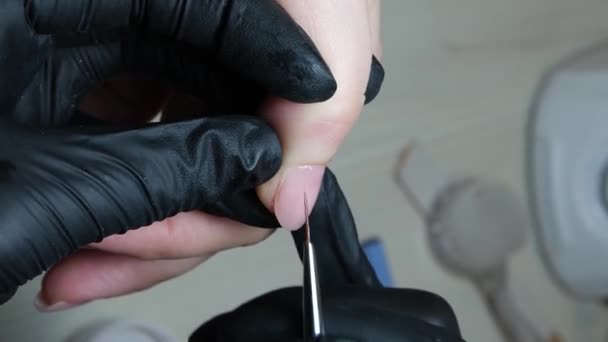 Manicure Pedicure Mulher Manicure Remove Gel Goma Laca Polonês Clientes — Vídeo de Stock