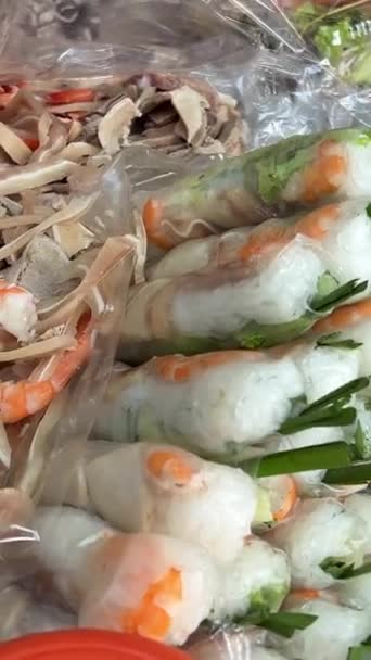Street Thai Food Boiled Shrimp Night Market Street Food Vietnam — Stock Video