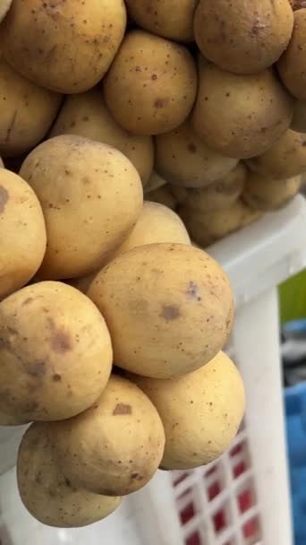 Mango Tropische Vruchten Weergegeven Aziatische Zuidoost Markt Winkel Dolly Schot — Stockvideo