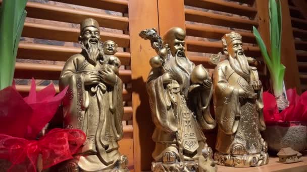 Bronzestatuetten Der Weisen Vietnams Hochwertiges Filmmaterial — Stockvideo