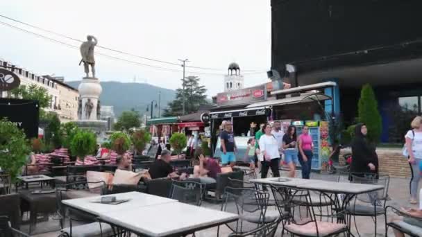 Észak Macedónia Fővárosa Macedónia Szkopje Város Látnivalók Épületek Központjában Utazási — Stock videók