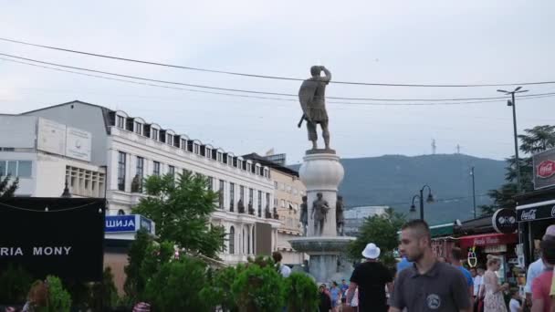 Noord Macedonië Hoofdstad Van Macedonië Skopje Stad Attracties Gebouwen Het — Stockvideo