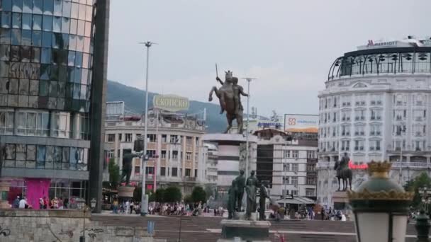 Severní Makedonie Hlavní Město Makedonie Skopje Atrakce Města Budovy Centru — Stock video