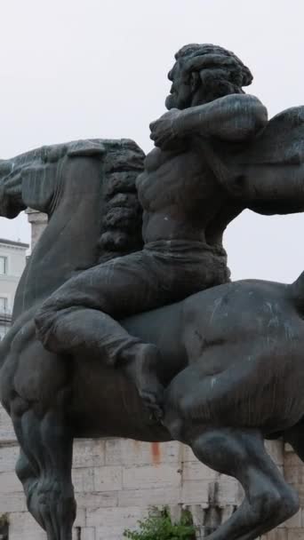 Denkmal Für Die Gefallenen Helden Mazedoniens Zena Park Skopje Nordmakedonien — Stockvideo