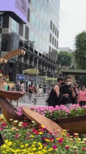 도시에서 베트남에서 사람들이 우아한 의상으로 거리를 낮에는 축제의 거리를 보냅니다 — 비디오