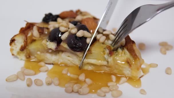 Sélection Différents Fromages Poires Fraîches Hors Œuvre Snack Photo Haute — Video
