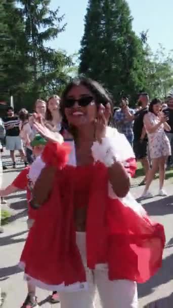 Den Surrey Kanady Tradiční Kanada Den Oslav Vybavení Červený Oděv — Stock video
