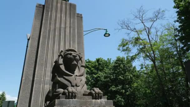 Vancouver Canada Lion Gate Stone Lions Vysoce Kvalitní Záběry — Stock video