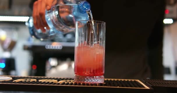 Barman Prépare Cocktail Boire Soda Est Versé Dans Verre Décryptages — Video