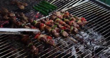 Sokak yemeği, ızgara ızgara. Yüksek kaliteli FullHD görüntüler