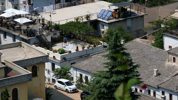 stock image Albania Gjirokastra silver city around the castle streets in the UNESCO listed old town of Gjirokaster in southern Albania. High quality